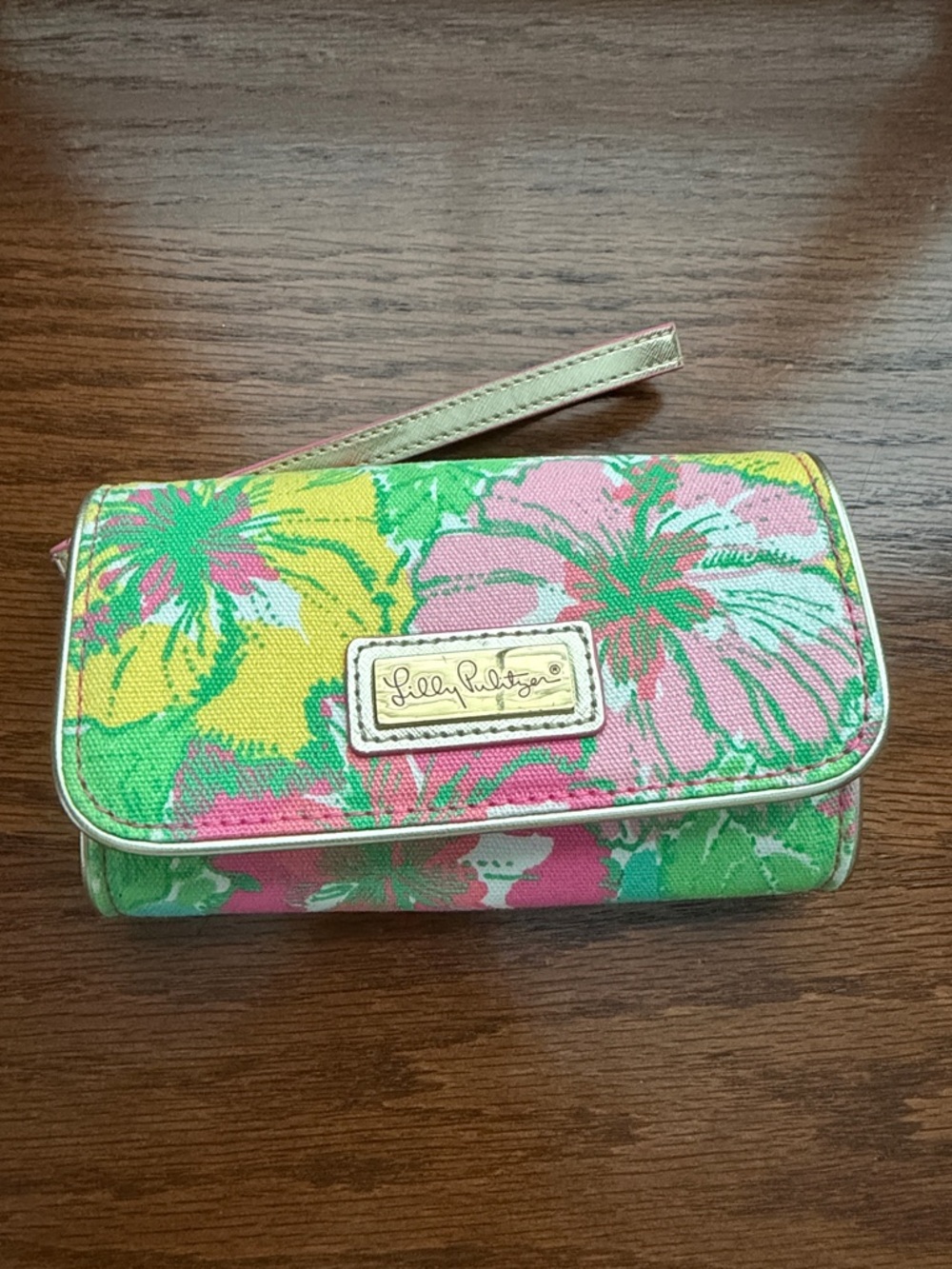 Lilly Pulitzer Floral Canvas Wristlet in Pink, Green & Yellow